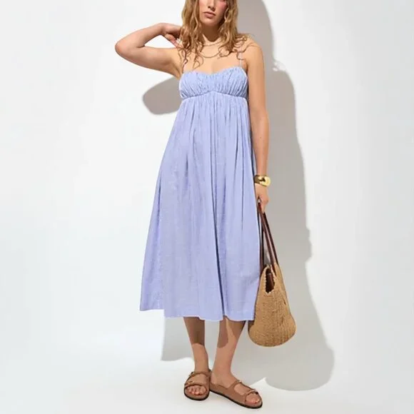 J. Crew | Dresses | J Crew Airy Gauze Empirewaist Midi Dress In Stripe Size  Medium | Poshmark